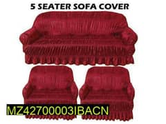 3 Pcs Jersey Self Textured Sofa Cover Set, 5 Seater 0