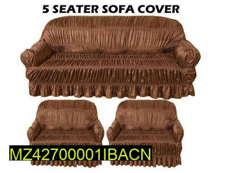 3 Pcs Jersey Self Textured Sofa Cover Set, 5 Seater 1