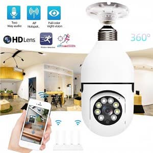 360 Rotate Auto Tracking 2MP v380 pro Camera Light Bulb security cam 2