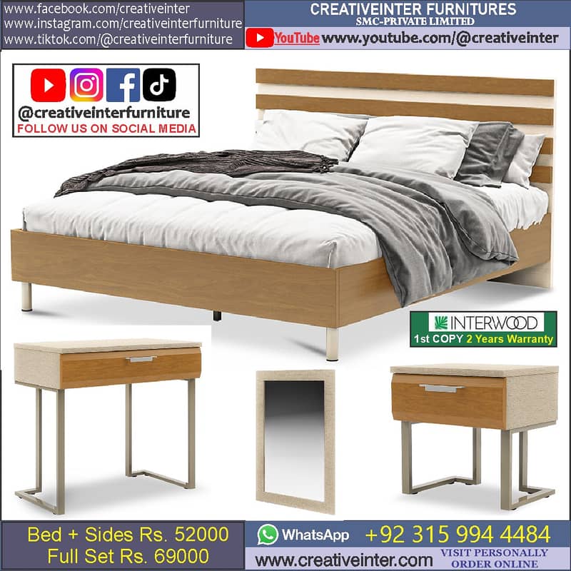 Double Bed Set Full King Size Dressing Almari Single Home Furniture 13