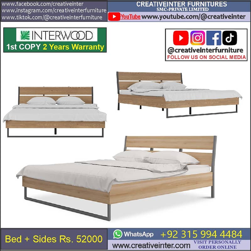 Double Bed Set Full King Size Dressing Almari Single Home Furniture 17