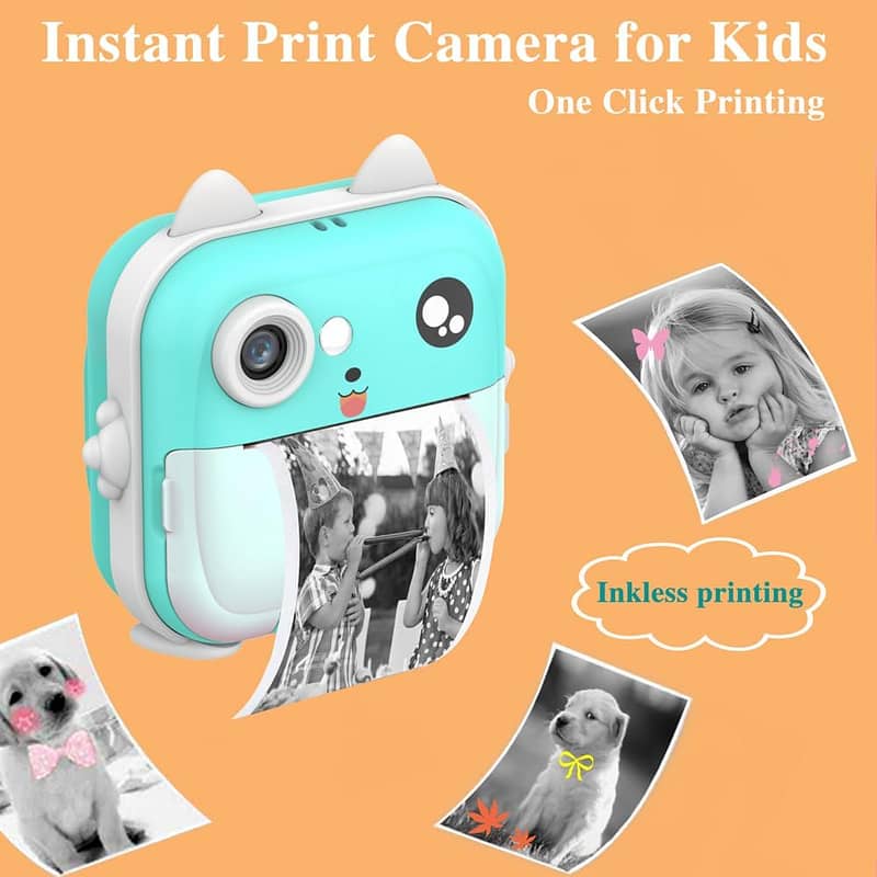 Bluetooth wireless ink-less mini printer. Instant Print Camera for Kids 3