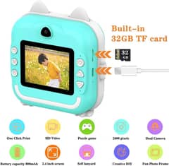 Kids Photo Instant Print Bluetooth wireles Camera mini printer. (32GB) 0