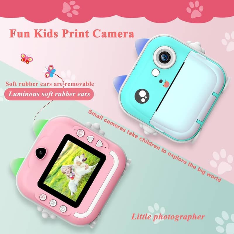 Kids Photo Instant Print Bluetooth wireles Camera mini printer. (32GB) 1