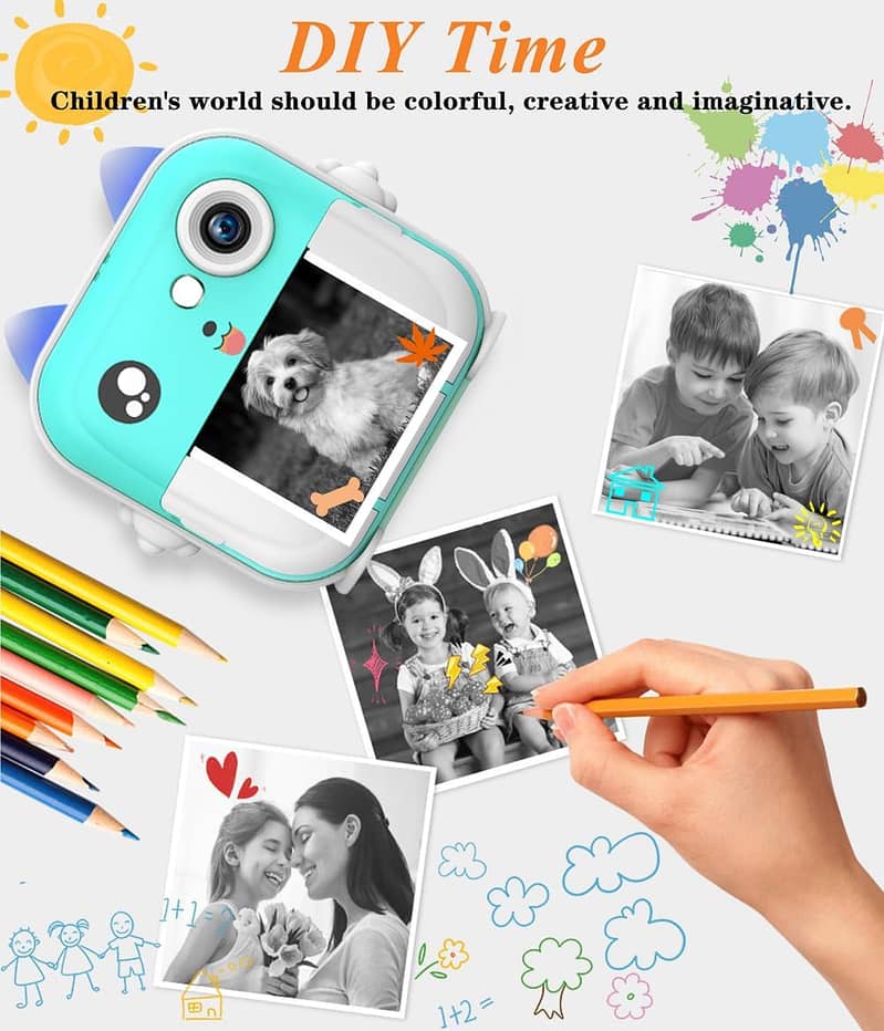 Kids Photo Instant Print Bluetooth wireles Camera mini printer. (32GB) 4