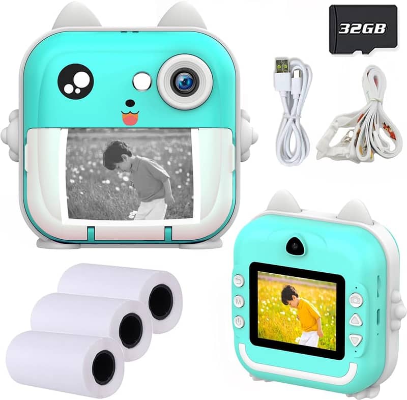 Kids Photo Instant Print Bluetooth wireles Camera mini printer. (32GB) 6