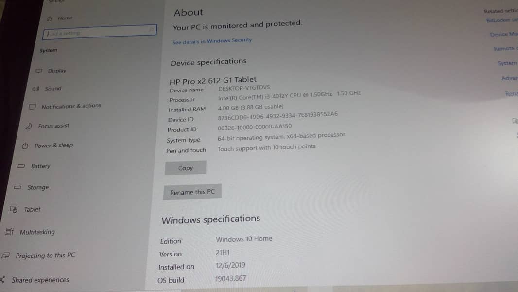 HP Windows Tab Pro X2 612 Core i3 4th Gen Windows Tablet 5