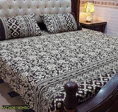 3 Pcs cotton printed double bed sheet