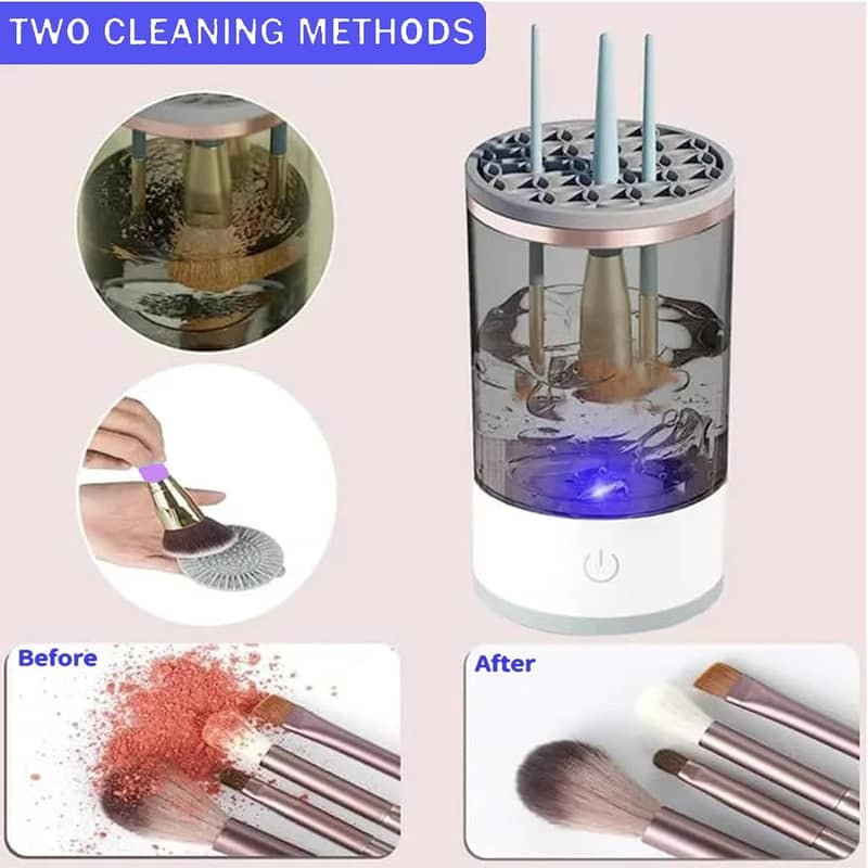 Makeup Brush Cleaner,Automatic Cosmetic Brush Cleaner Tools All Size 4