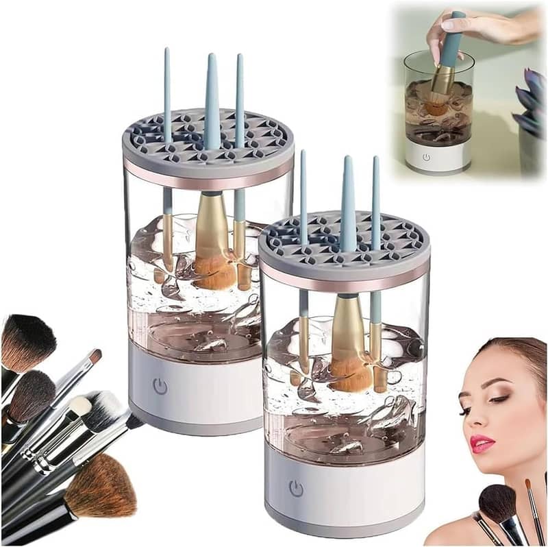 Makeup Brush Cleaner,Automatic Cosmetic Brush Cleaner Tools All Size 2