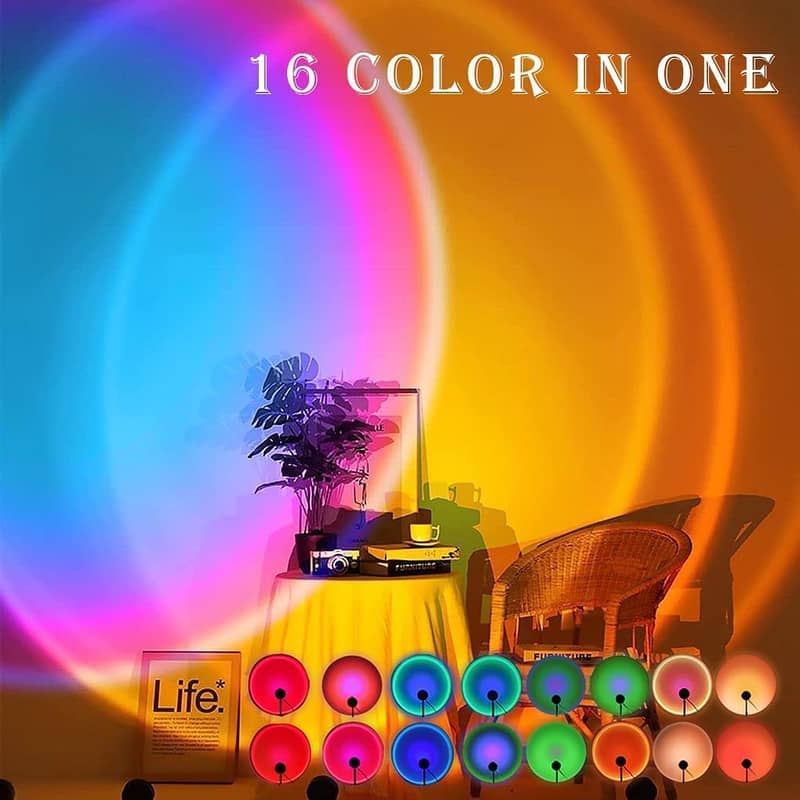 Sunset Laser Lamp Projector,16 Colors Rainbow Night Light 360 Degree 3