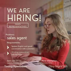 we are hiring sales executive for a call center job as a sales agent