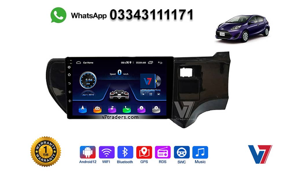 V7 Toyota Aqua LCD LED Car Panel Android GPS Navigation System DVD CD 0