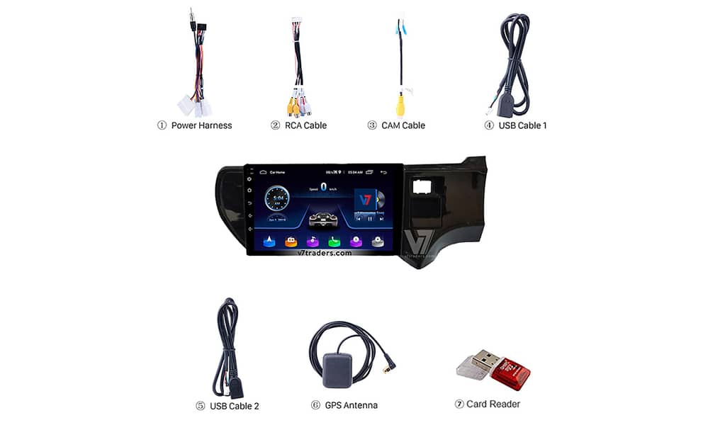 V7 Toyota Aqua LCD LED Car Panel Android GPS Navigation System DVD CD 3