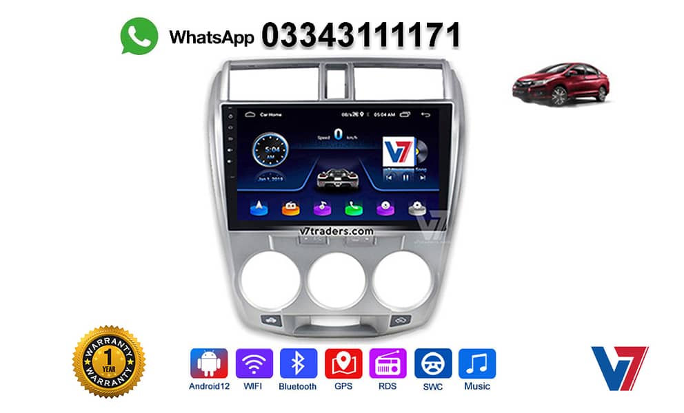 V7 Honda City Android Car LCD Panel GPS Navigation DVD Screen 0