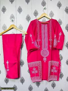 High Quality Linen 2pcs Stitched Suit for girls