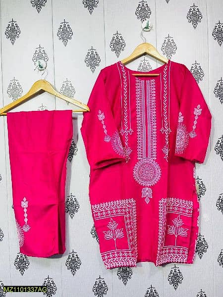 High Quality Linen 2pcs Stitched Suit for girls 0