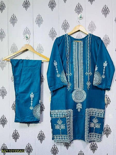 High Quality Linen 2pcs Stitched Suit for girls 2