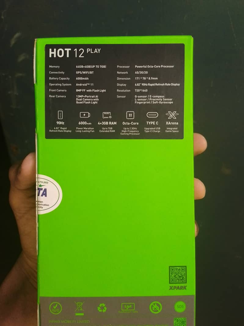 Infinix Hot 12 paly with box 1