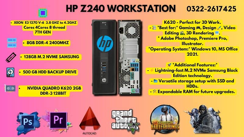 HP Workstation Xeon 7th gen processor 2gb graphics card 0