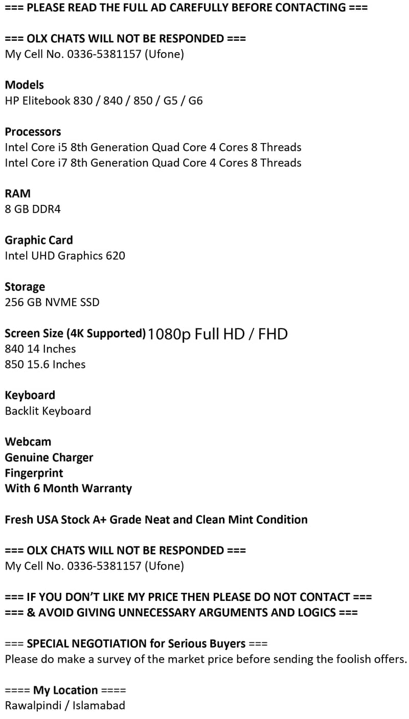 A+ Fresh Import i5 i7 8th HP 830 840 850 G5 G6 Gen Backlit Quad 1080p 14