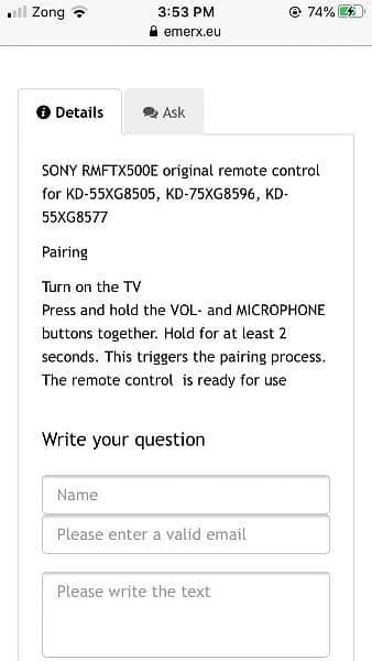 Sony Bluetooth voice Remote 4