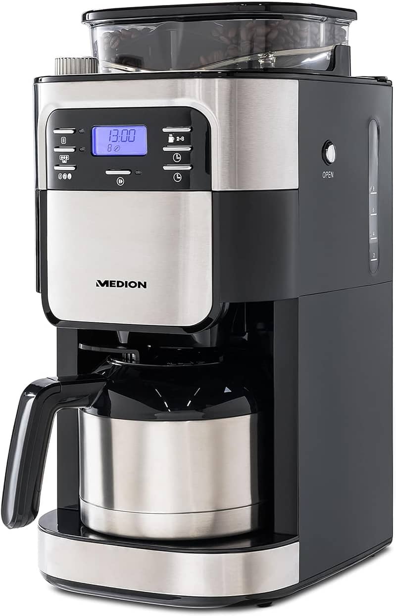 MEDION coffee machine with grinder and thermos 0