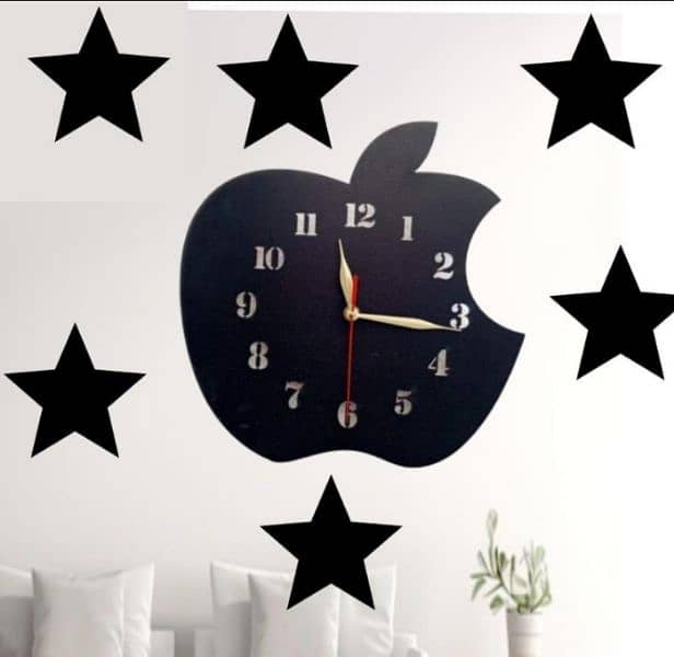 MDF wood wall clock with star 0