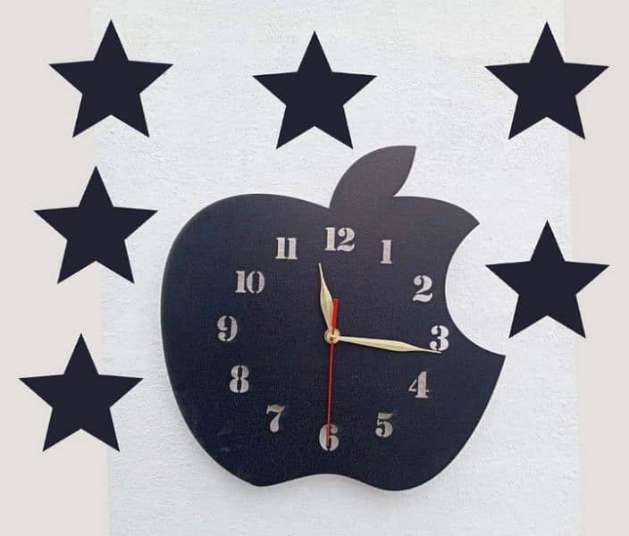 MDF wood wall clock with star 1