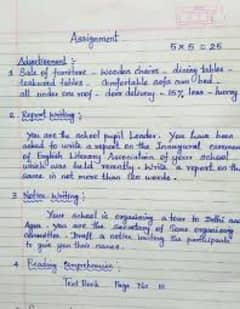 Hand written assignment work