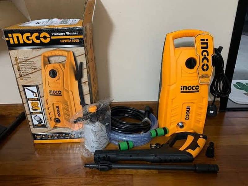 New) INGCO High Pressure Car Washer - 130 Bar, Carbon Brush Motor 13