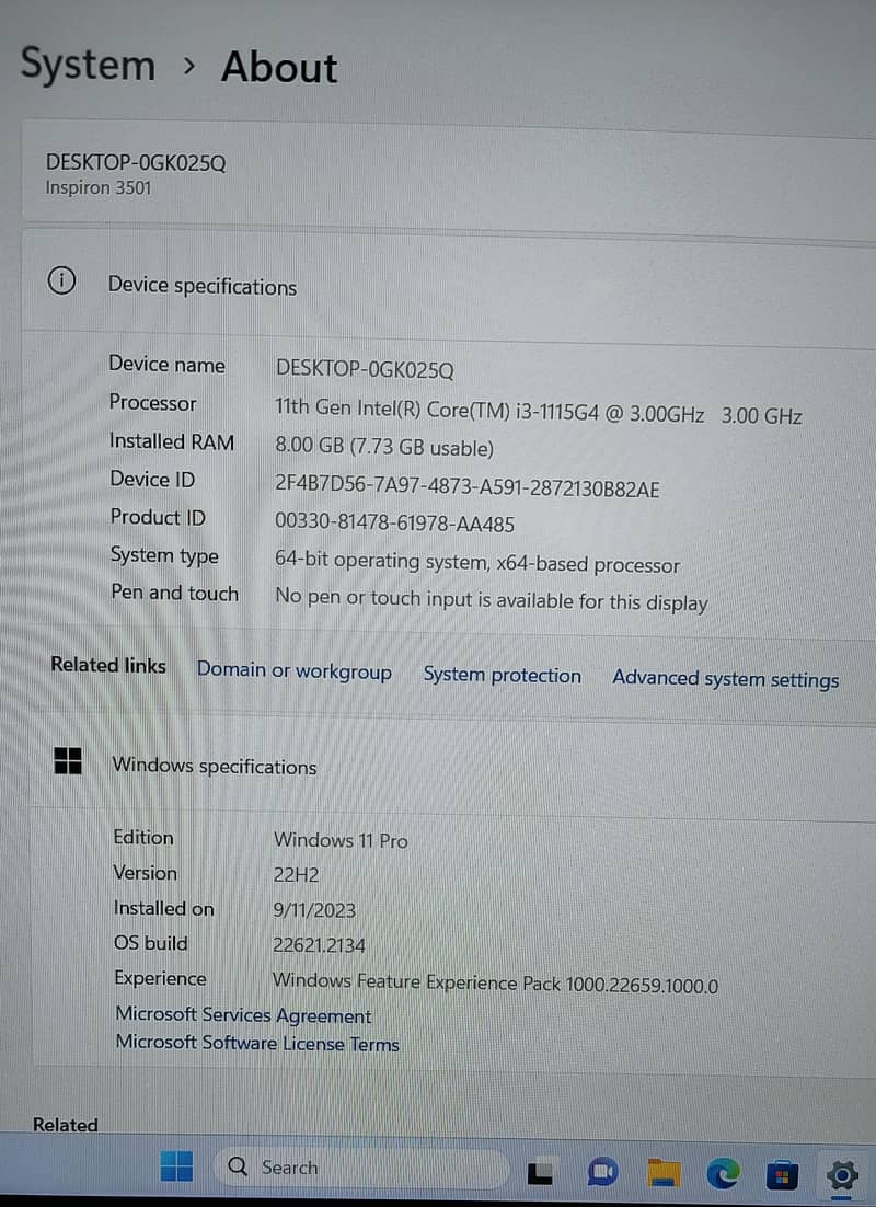 Laptop Dell Core i3-11th Generation for Sale 6