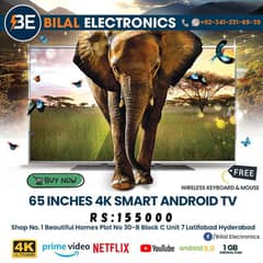 65 INCHES 4K HDR BLUETOOTH BORDERLESS SMART LED TV 2024