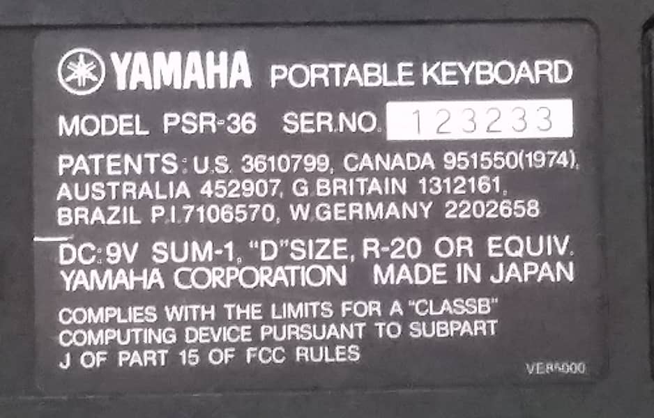 Yamaha PSR-36 10