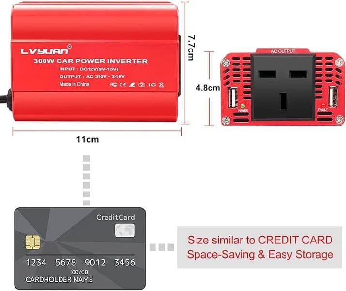 lvyuan 200w car inverter box pack 12v to 220v Ac 2 usb 1 AC outlet 3