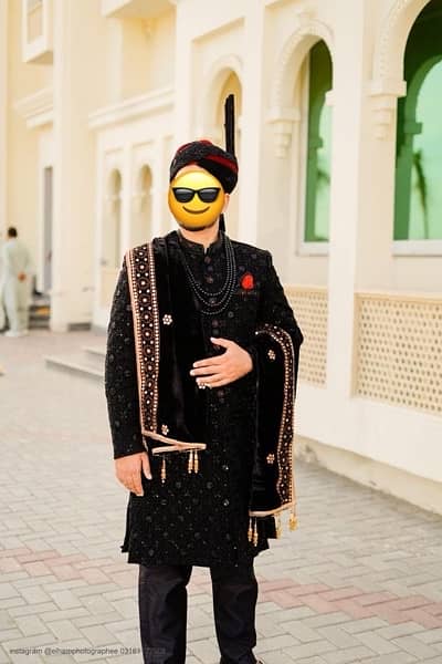 Black Shirwani, wedding dress 1