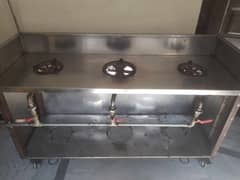 3x Gas burner Commercial Kitchen Counter