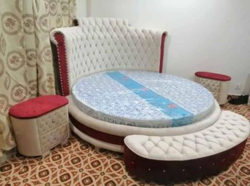 Round king size bed made in total wood 12