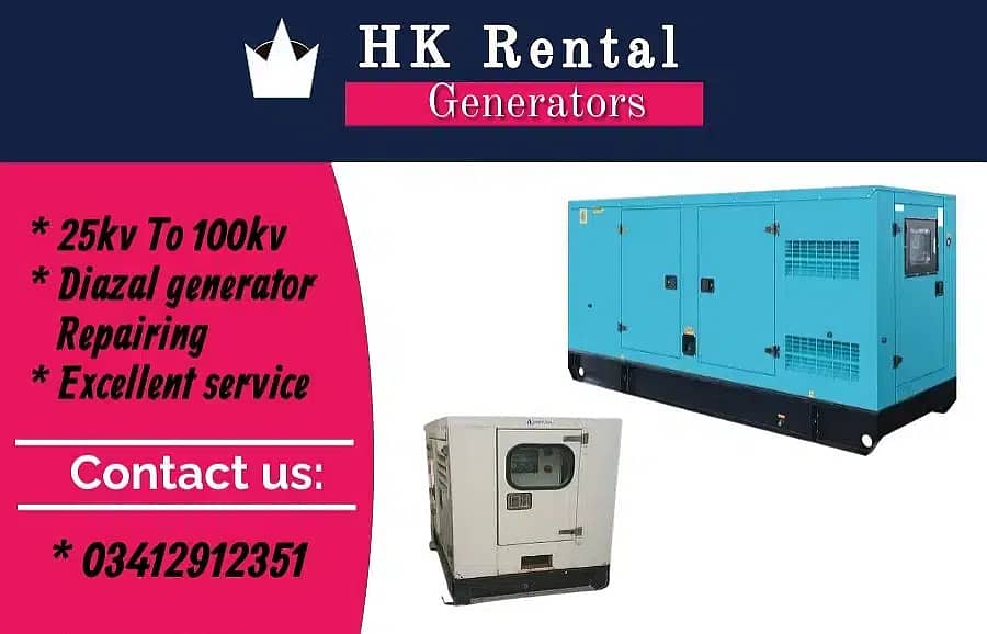 HK Rental generator in karachi 25kv To 100kv 0