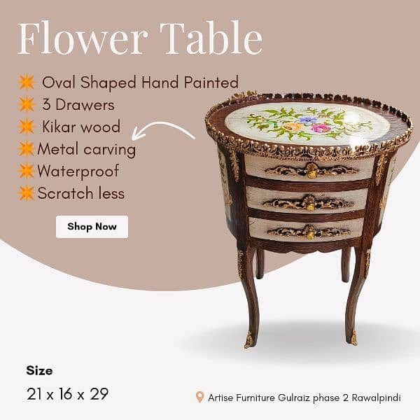 Center Table | Chester | Hand Painted Tables | Tea Trolley | Console 3