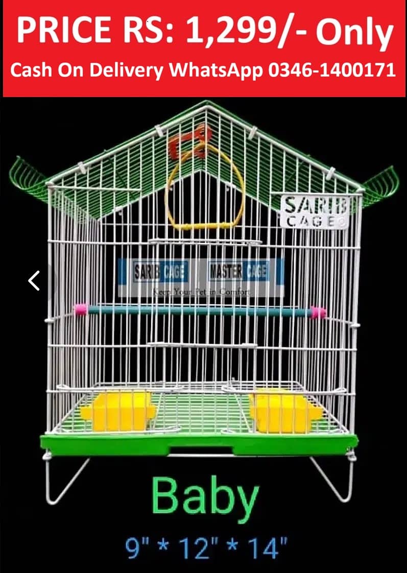 0346-1400171 Cage Pinjra Parrot Bajri Australian Tota Pahari Raw Green 0