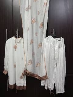 silk dress short shrt with silk trouser and dupatta