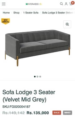 interwood mid grey sofa 3 seater