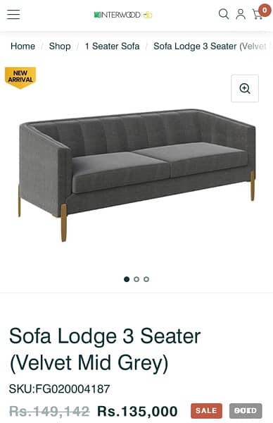 interwood mid grey sofa 3 seater 0