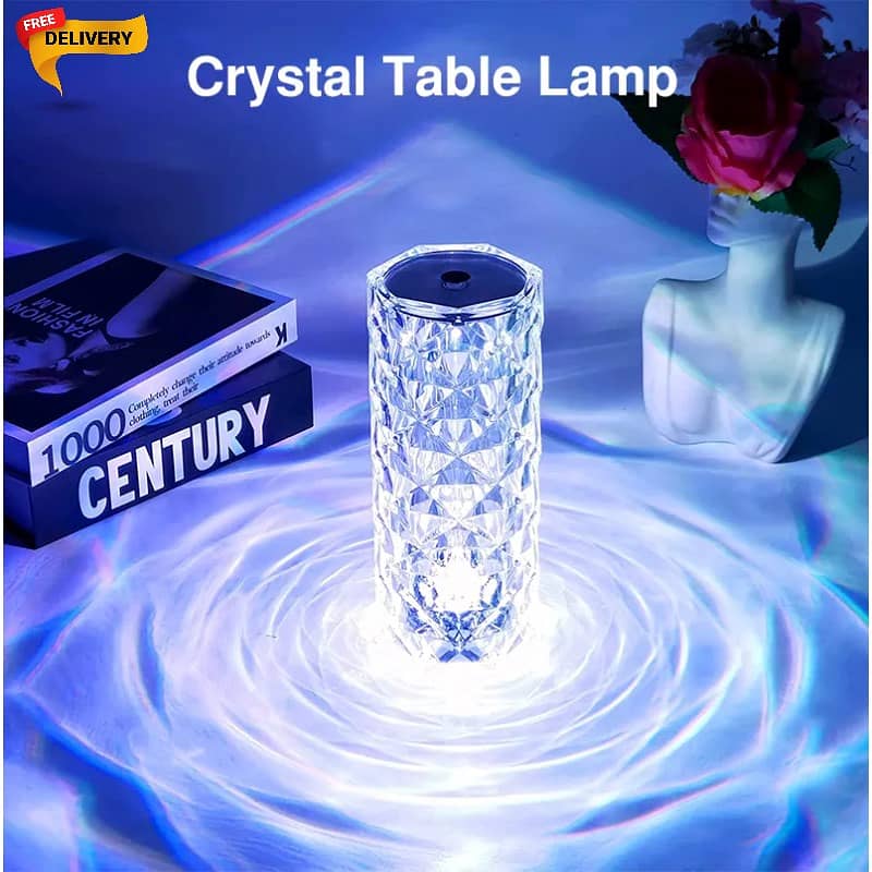 3D Crystal Touch Control Rechargeable Rose Diamond Table Lamp 4
