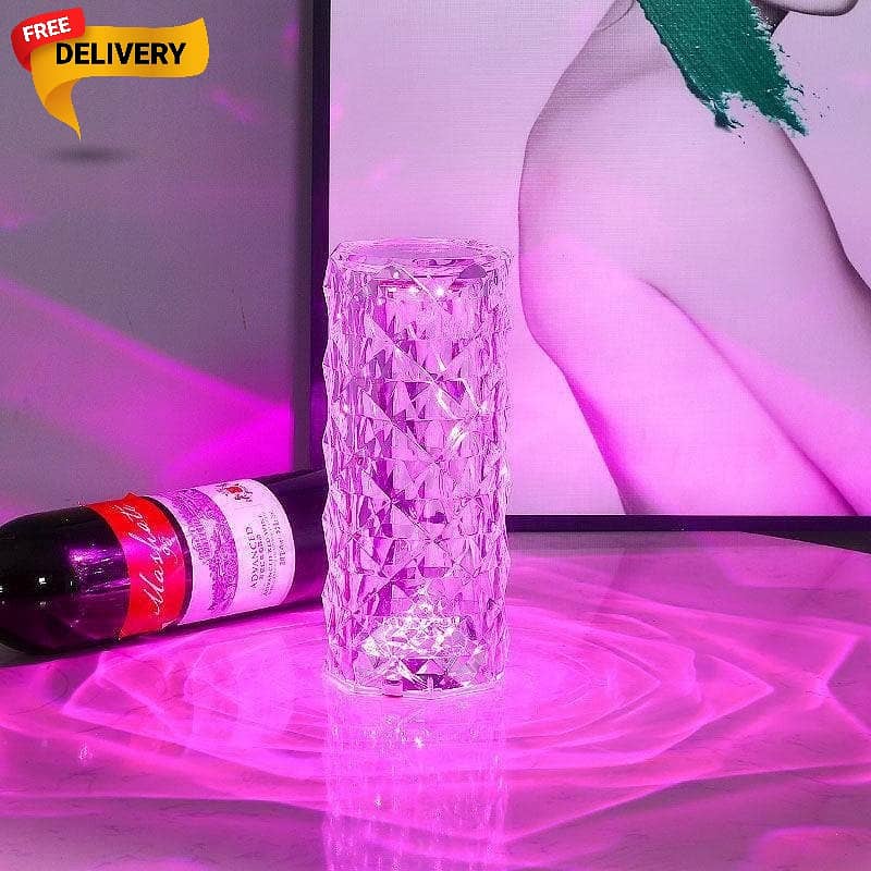 3D Crystal Touch Control Rechargeable Rose Diamond Table Lamp 1