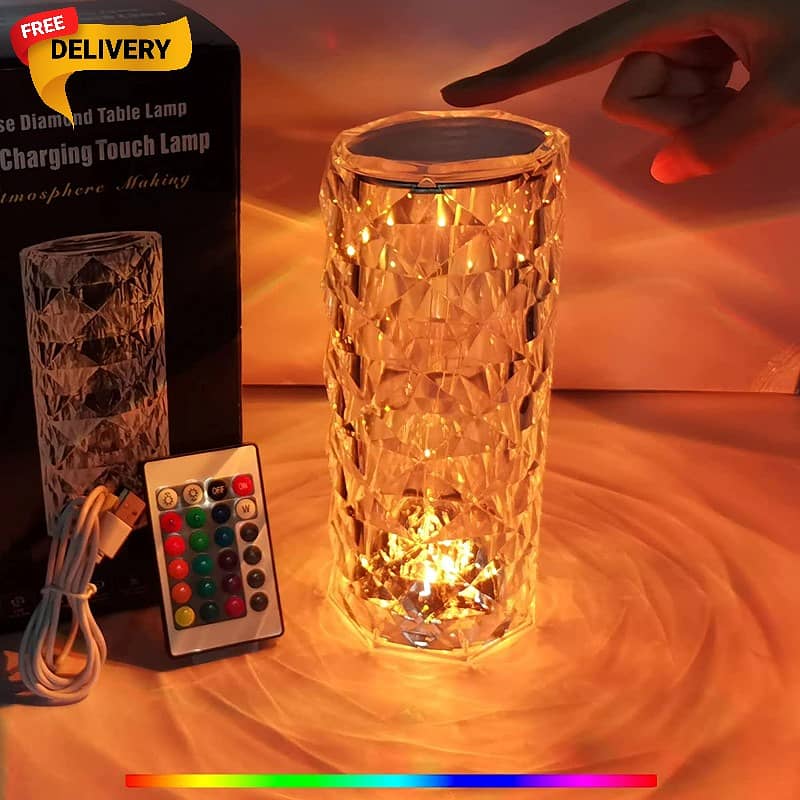 3D Crystal Touch Control Rechargeable Rose Diamond Table Lamp 2