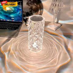 3D Crystal Touch Control Rechargeable Rose Diamond Table Lamp 0