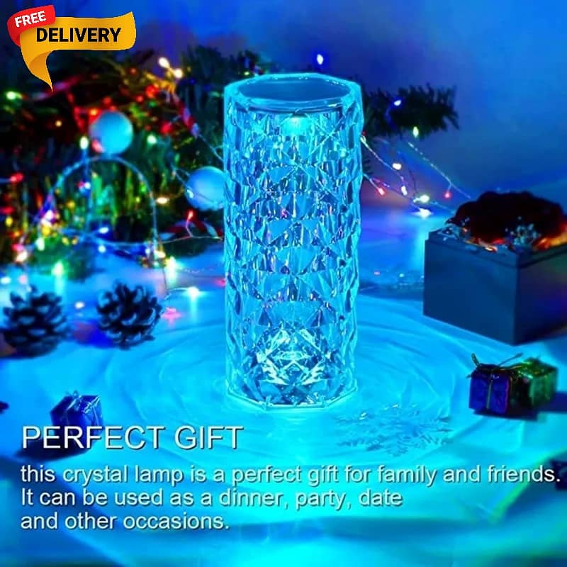 3D Crystal Touch Control Rechargeable Rose Diamond Table Lamp 5