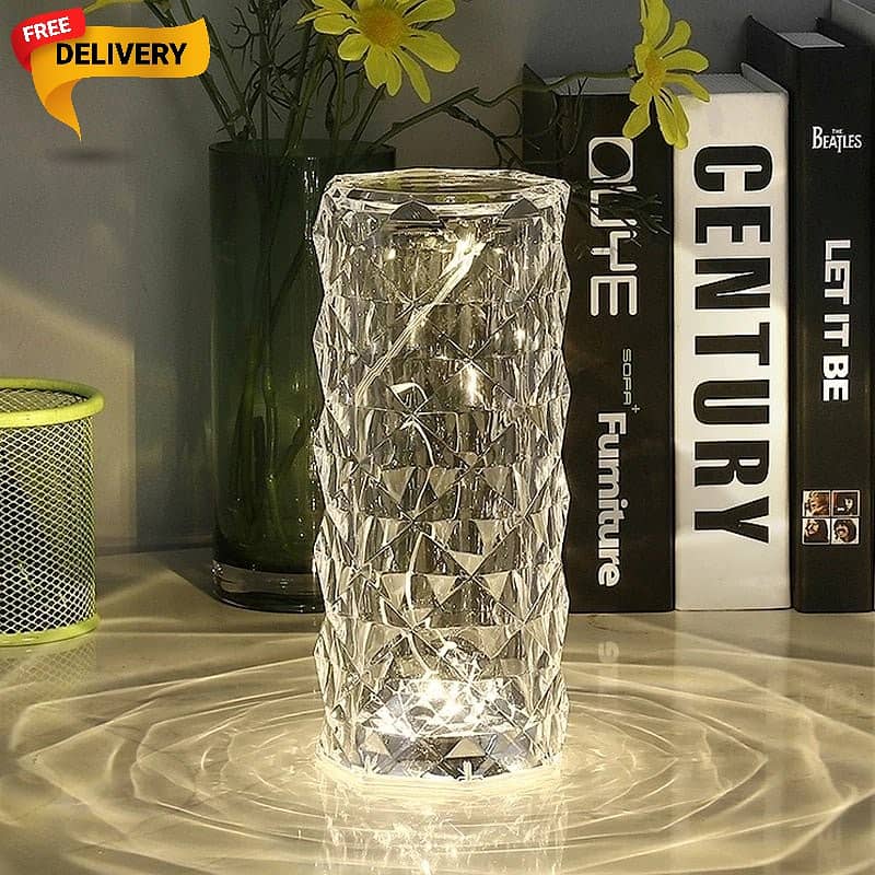 3D Crystal Touch Control Rechargeable Rose Diamond Table Lamp 6